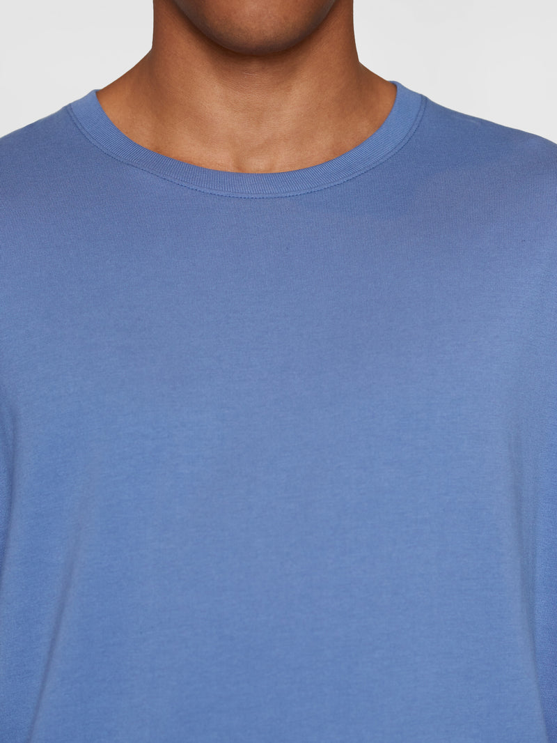 KnowledgeCotton Apparel - MEN Regular long sleeve recycled cotton o-neck tee - OCS/Vegan Long Sleeves 1432 Moonlight Blue