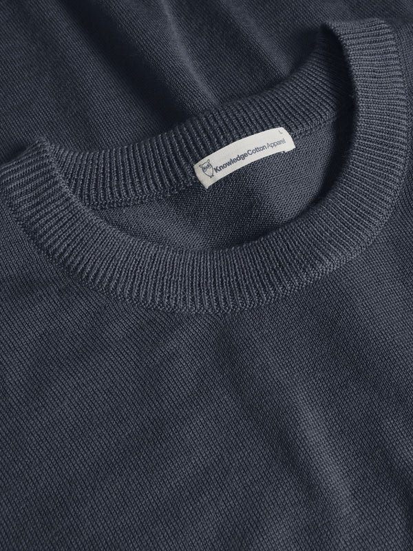 KnowledgeCotton Apparel - MEN Regular merino knit crew neck - RWS Knits 1226 Vintage Indigo