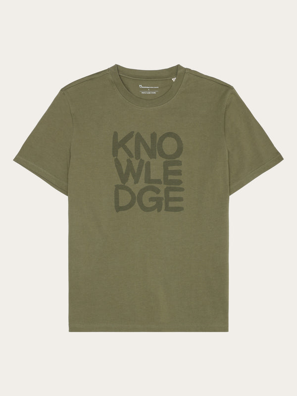 KnowledgeCotton Apparel - MEN Regular short sleeve heavy single t-shirt - Regenerative Organic Certified™ - GOTS/Vegan T-shirts 1068 Burned Olive