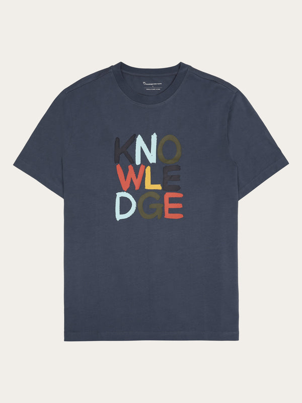 KnowledgeCotton Apparel - MEN Regular short sleeve heavy single t-shirt - Regenerative Organic Certified™ - GOTS/Vegan T-shirts 1226 Vintage Indigo