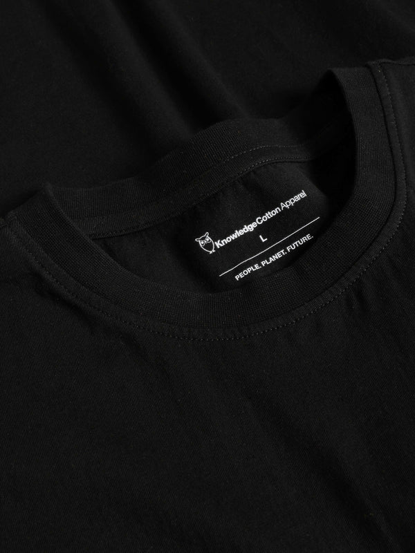 KnowledgeCotton Apparel - MEN Regular single jersey mountain owl printed t-shirt - Regenerative Organic Certified™ - GOTS T-shirts 1300 Black Jet