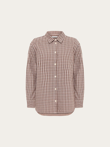 KnowledgeCotton Apparel - WMN Relaxed check shirt Shirts 7026 Brown check