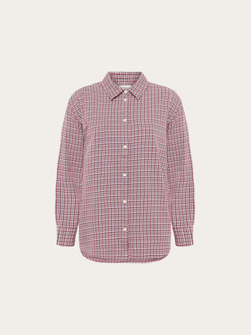 KnowledgeCotton Apparel - WMN Relaxed check shirt Shirts 7028 Pink check