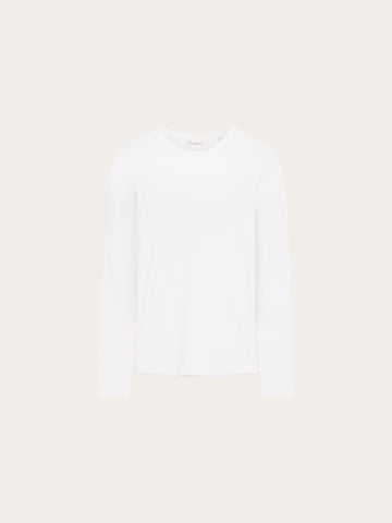 KnowledgeCotton Apparel - WMN Rib Scoop neck long sleeved Long Sleeves 1007 Star White