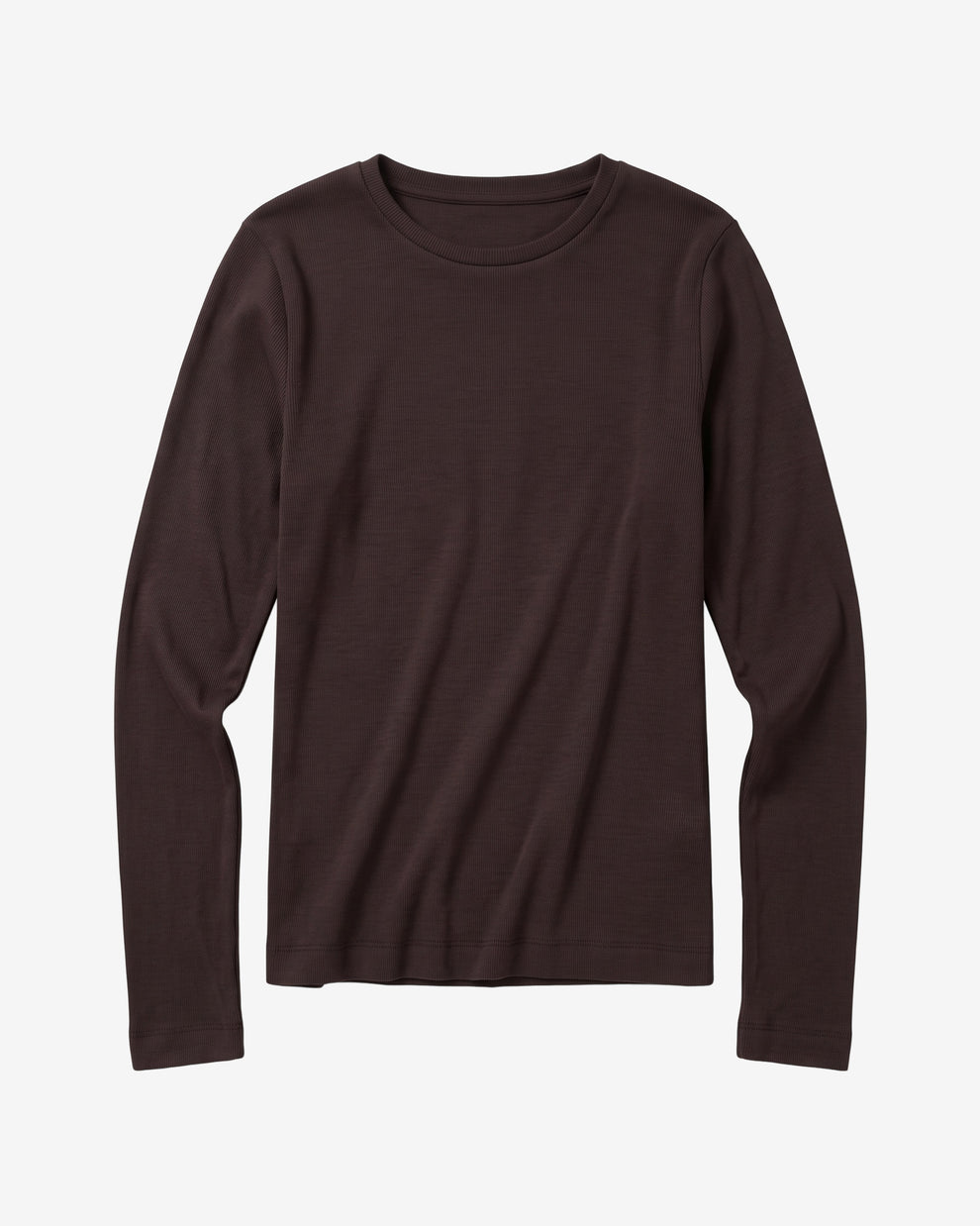 KnowledgeCotton Apparel - WMN Rib Scoop neck long sleeved Long Sleeves 1487 Chocolate Torte