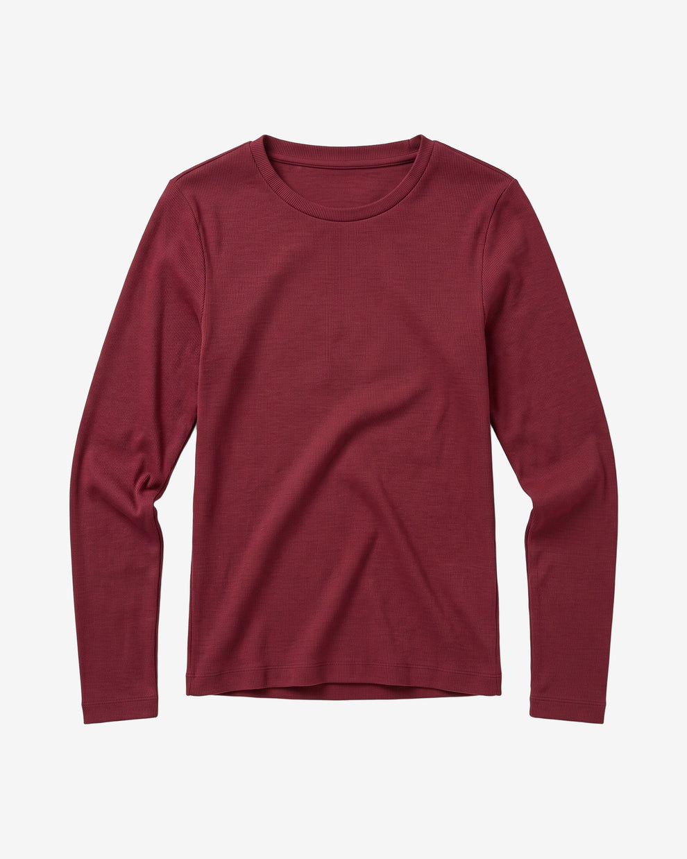 KnowledgeCotton Apparel - WMN Rib Scoop neck long sleeved Long Sleeves 1500 Burgundy