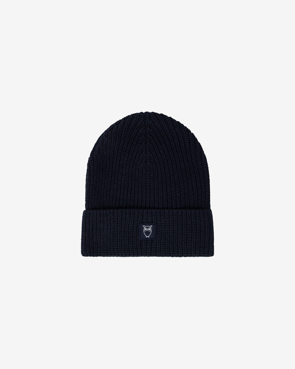 KnowledgeCotton Apparel - UNI Rib badge beanie Hats 1001 Total Eclipse