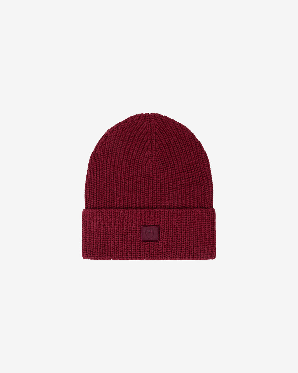 KnowledgeCotton Apparel - UNI Rib badge beanie Hats 1500 Burgundy