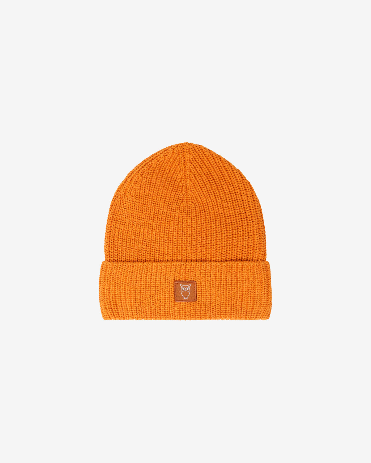KnowledgeCotton Apparel - UNI Rib badge beanie Hats 1502 Golden Oak