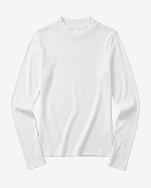 KnowledgeCotton Apparel - WMN Rib high neck LS Long Sleeves 1007 Star White