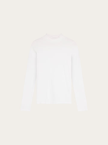 KnowledgeCotton Apparel - WMN Rib high neck LS Long Sleeves 1007 Star White