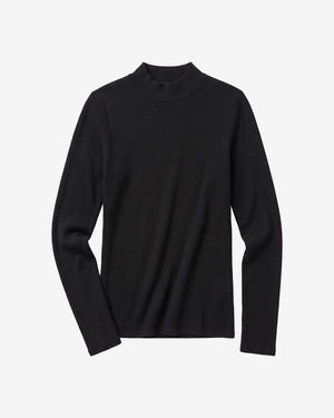 KnowledgeCotton Apparel - WMN Rib high neck LS Long Sleeves 1300 Black Jet