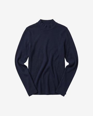 KnowledgeCotton Apparel - WMN Rib high neck LS Long Sleeves 1412 Night Sky