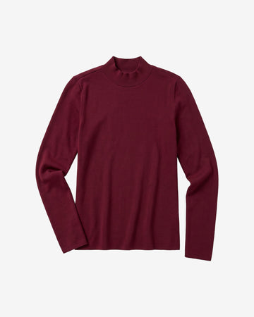 KnowledgeCotton Apparel - WMN Rib high neck LS Long Sleeves 1500 Burgundy