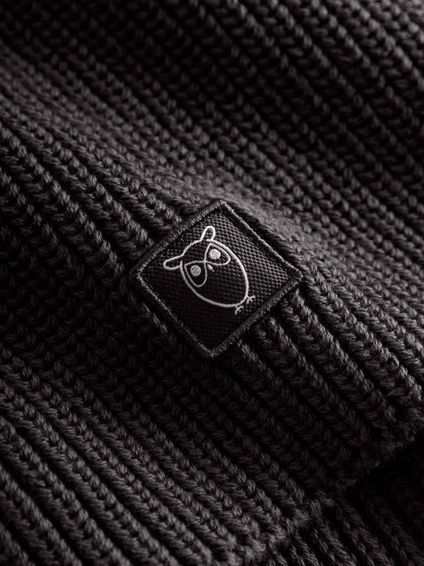 KnowledgeCotton Apparel - UNI Rib knit scarf Scarfs 1073 Dark Grey Melange