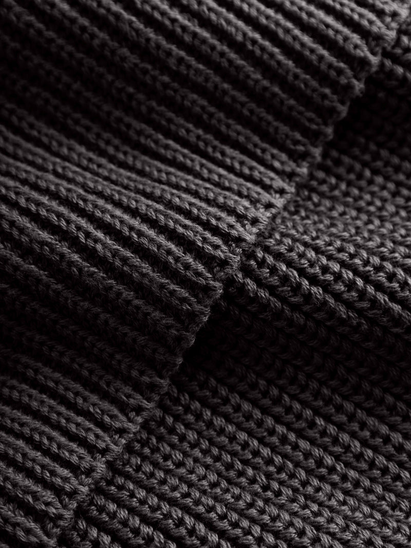 KnowledgeCotton Apparel - UNI Rib knit scarf Scarfs 1073 Dark Grey Melange