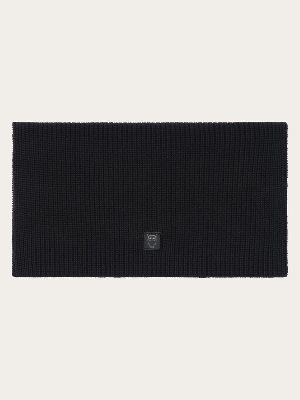 KnowledgeCotton Apparel - UNI Rib knit scarf Scarfs 1300 Black Jet