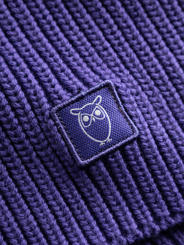 KnowledgeCotton Apparel - UNI Rib knit scarf Scarfs 1416 Deep Purple