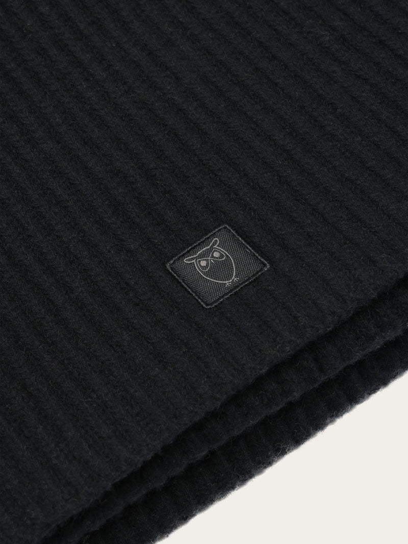 KnowledgeCotton Apparel - UNI Rib knit scarf - RWS Scarfs 1300 Black Jet