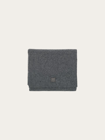 KnowledgeCotton Apparel - UNI Rib knit wool scarf Scarfs 1073 Dark Grey Melange