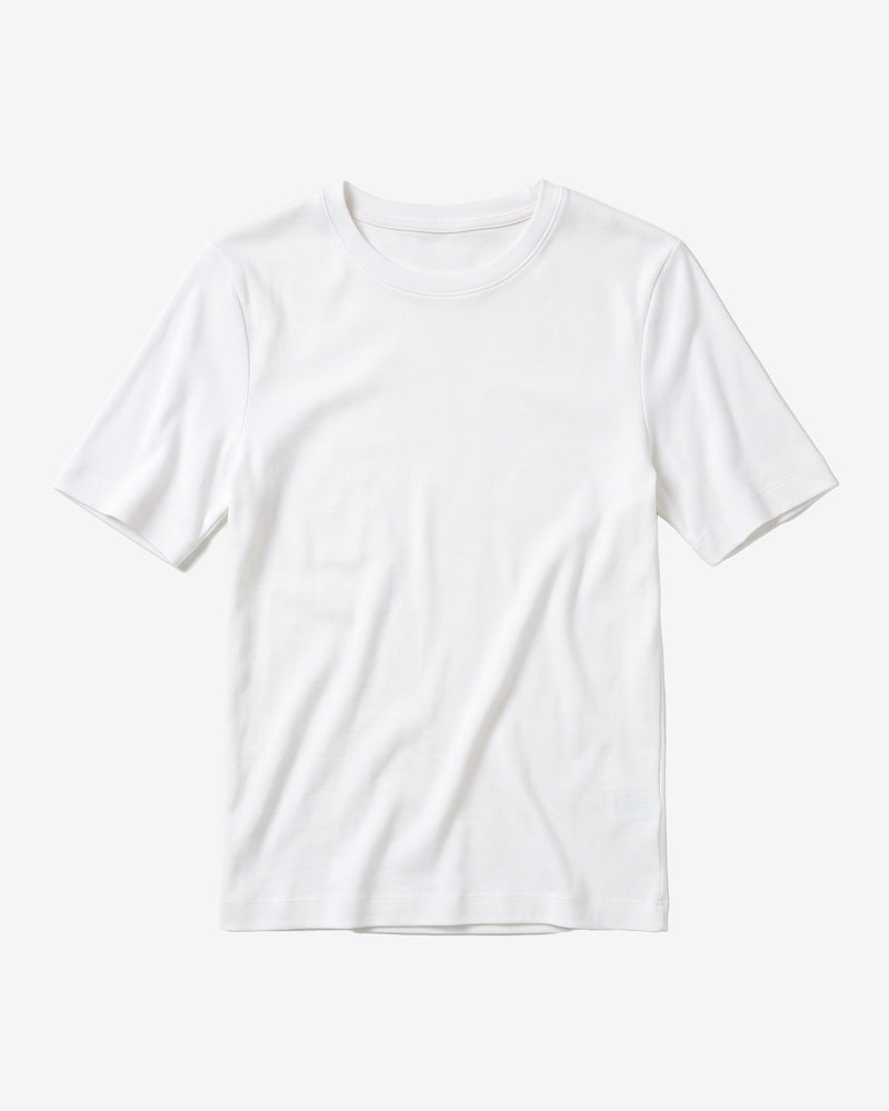 KnowledgeCotton Apparel - WMN Rib t-shirt T-shirts 1007 Star White