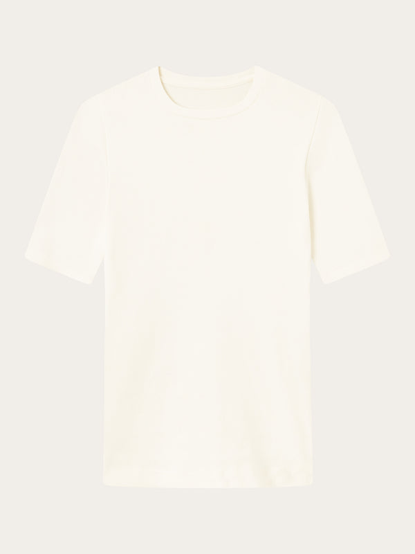 KnowledgeCotton Apparel - WMN Rib t-shirt T-shirts 1334 Snow White