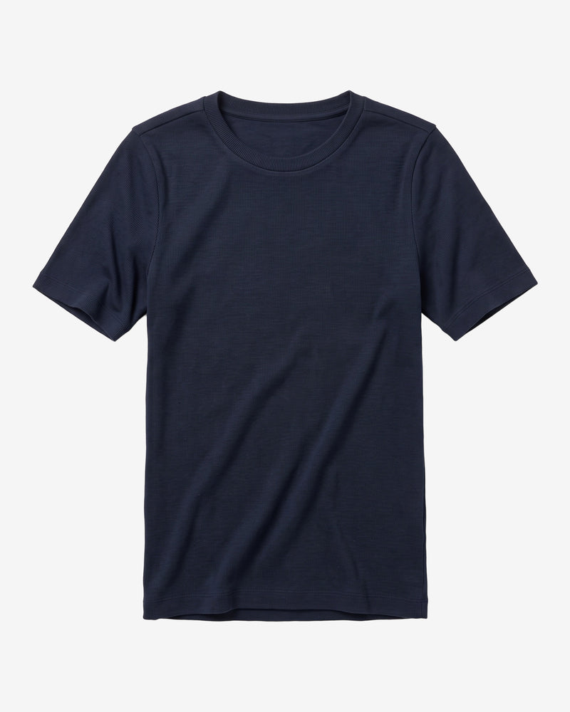 KnowledgeCotton Apparel - WMN Rib t-shirt T-shirts 1412 Night Sky