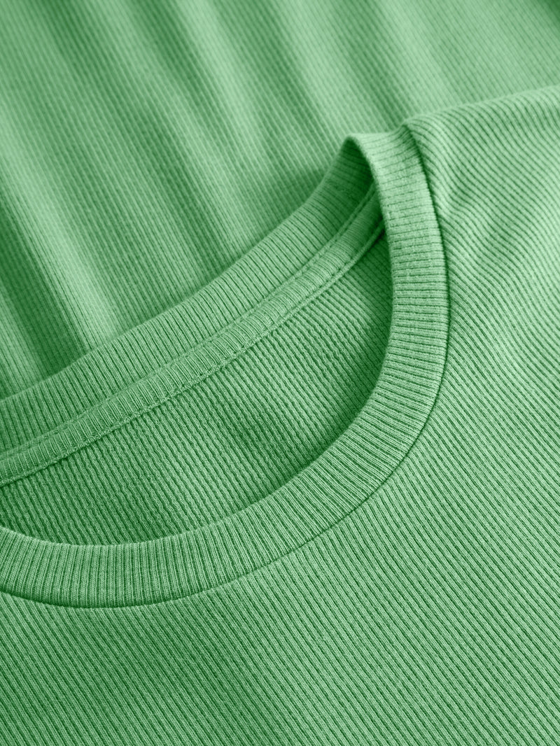 KnowledgeCotton Apparel - WMN Rib t-shirt T-shirts 1454 Shale Green