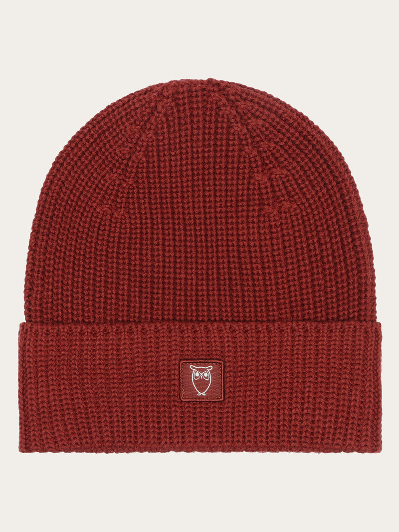 KnowledgeCotton Apparel - UNI Ribbing hat Hats 1478 Fired Brick