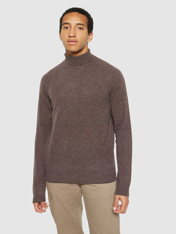 KnowledgeCotton Apparel - MEN Roll neck knit Knits 1243 Demitasse (brown)