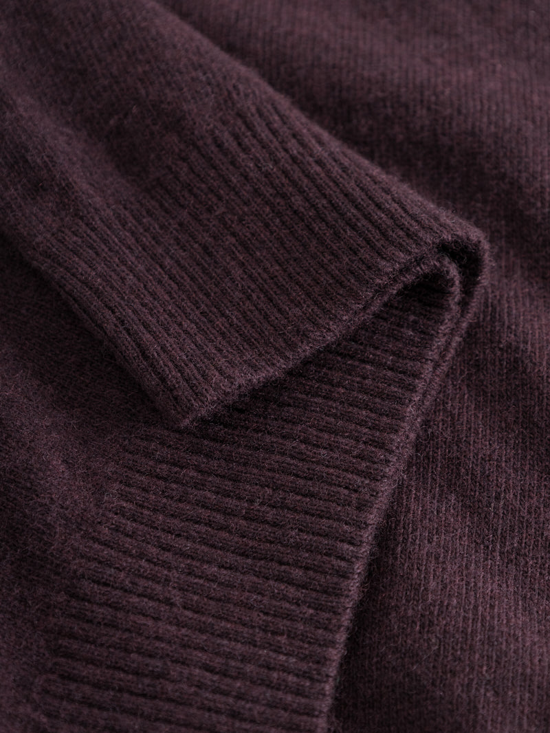 KnowledgeCotton Apparel - MEN Roll neck knit Knits 1404 Deep Mahogany