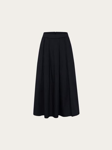 KnowledgeCotton Apparel - WMN Satin pleat skirt Skirts 1300 Black Jet
