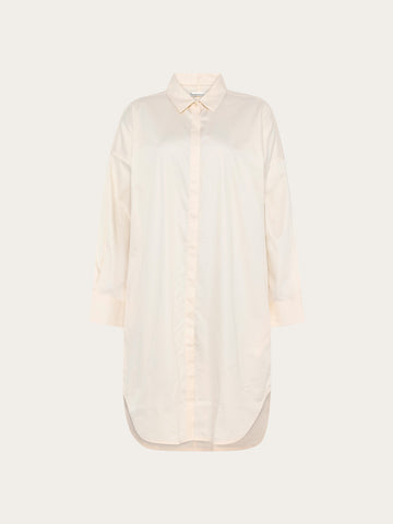 KnowledgeCotton Apparel - WMN Satin shirt dress Dresses 1387 Egret