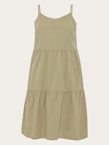 KnowledgeCotton Apparel - WMN Seersucker strap dress Dresses 1495 Twill