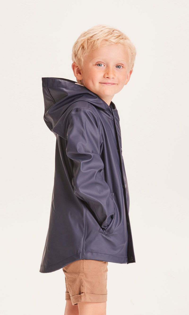 KnowledgeCotton Apparel - YOUNG Short rain jacket Jackets 1001 Total Eclipse