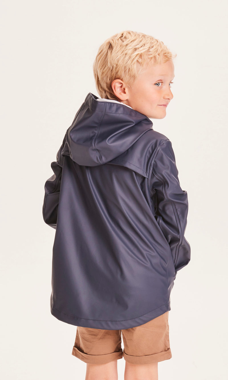 KnowledgeCotton Apparel - YOUNG Short rain jacket Jackets 1001 Total Eclipse