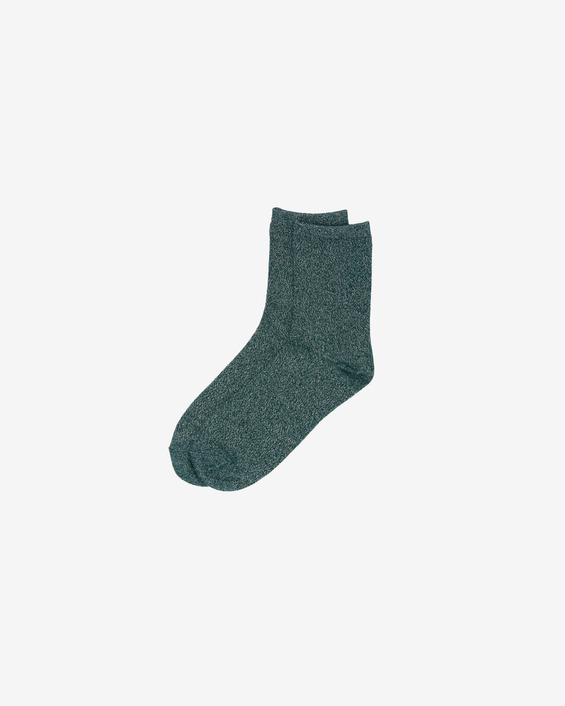 KnowledgeCotton Apparel - WMN Single pack Glitter socks Socks 1362 Trekking Green