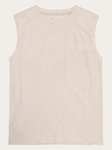 KnowledgeCotton Apparel - WMN Slub tanktop - GOTS/Vegan T-shirts 8033 Creme Stripe