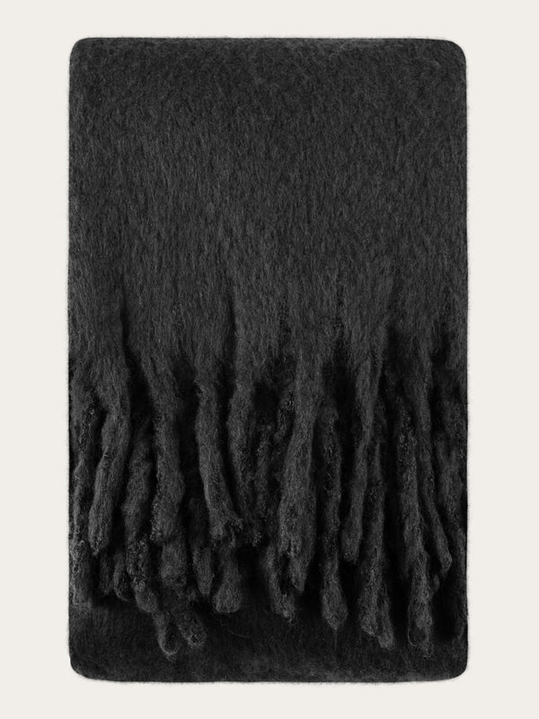 KnowledgeCotton Apparel - WMN Solid fringe scarf Scarfs 1300 Black Jet
