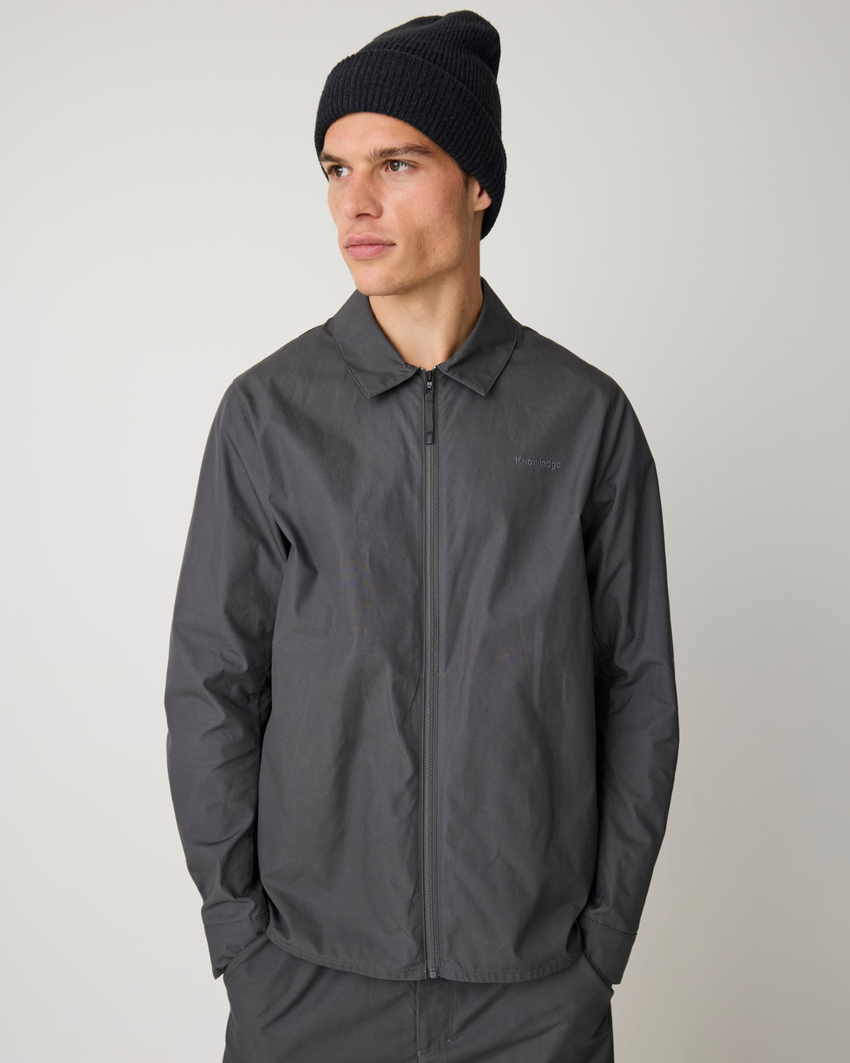 KnowledgeCotton Apparel - UNI Soufflé yarn beanie Hats 1300 Black Jet