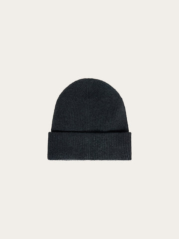 KnowledgeCotton Apparel - UNI Soufflé yarn beanie Hats 1300 Black Jet
