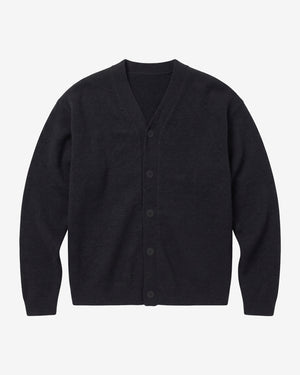 KnowledgeCotton Apparel - MEN Soufflé yarn cardigan Knits 1300 Black Jet
