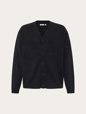 KnowledgeCotton Apparel - MEN Soufflé yarn cardigan Knits 1300 Black Jet