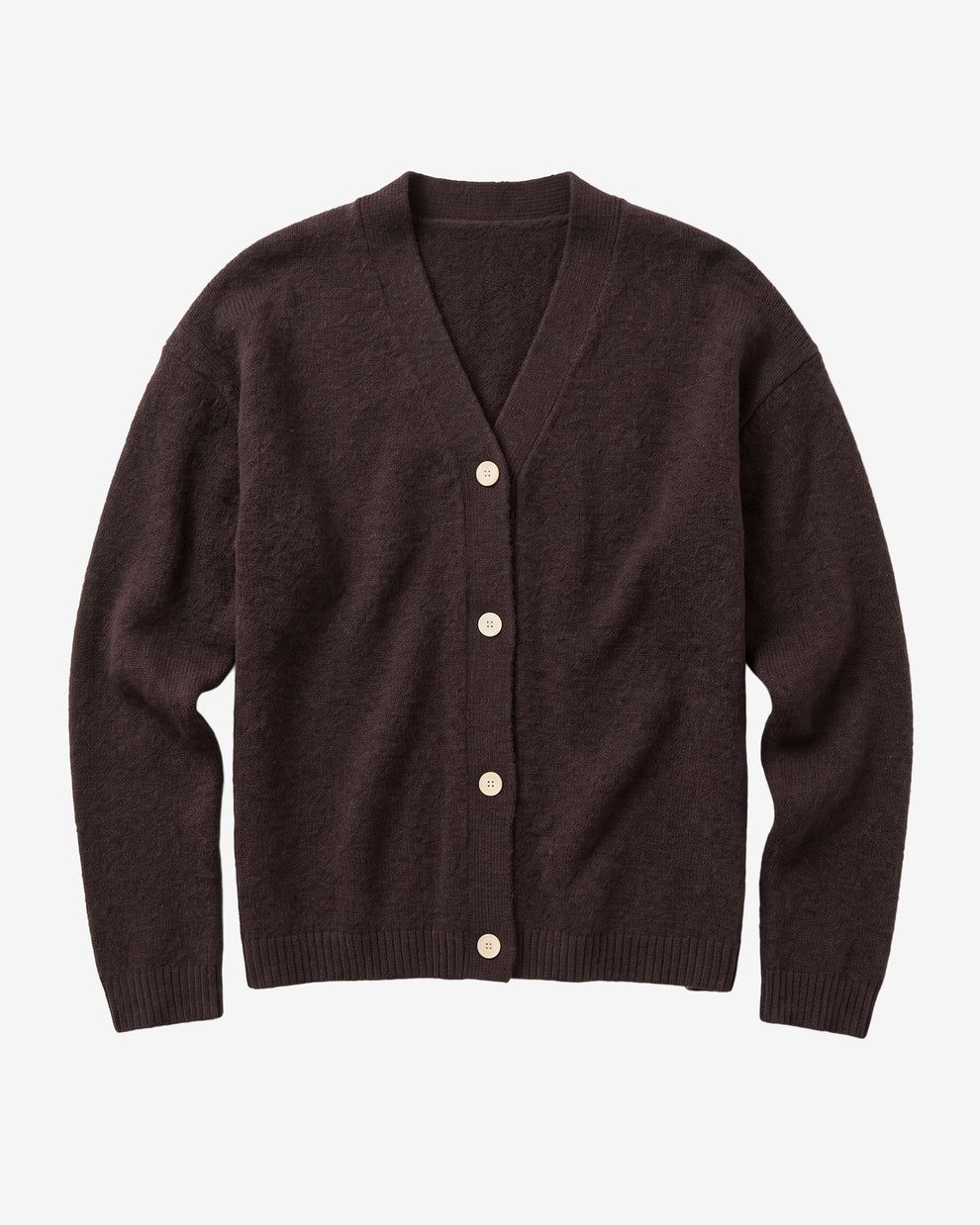 KnowledgeCotton Apparel - WMN Soufflé yarn cardigan Knits 1487 Chocolate Torte