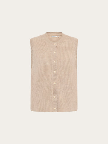 KnowledgeCotton Apparel - WMN Soufflé yarn vest Knits 1228 Light feather gray