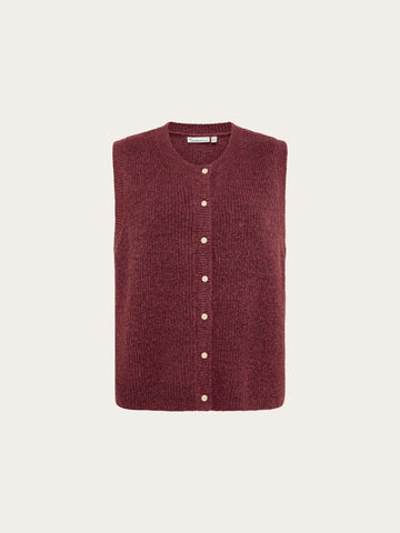 KnowledgeCotton Apparel - WMN Soufflé yarn vest Knits 1500 Burgundy