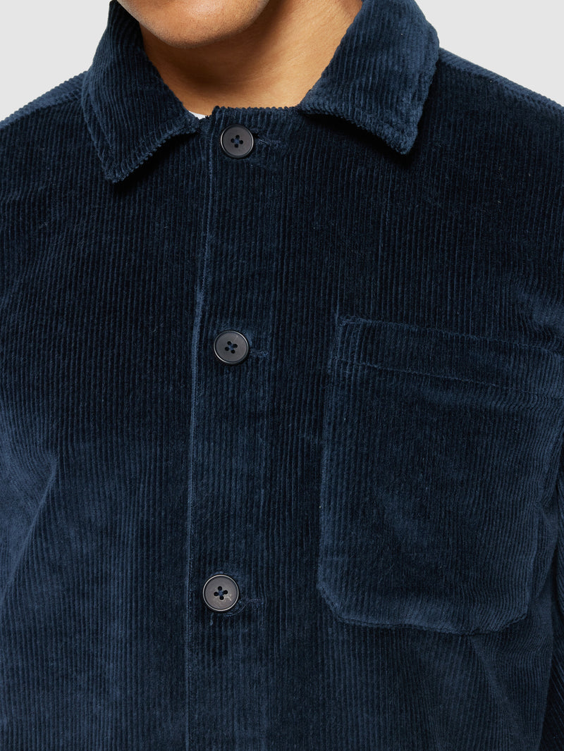 KnowledgeCotton Apparel - MEN Stretched 8-wales corduroy overshirt Overshirts 1001 Total Eclipse