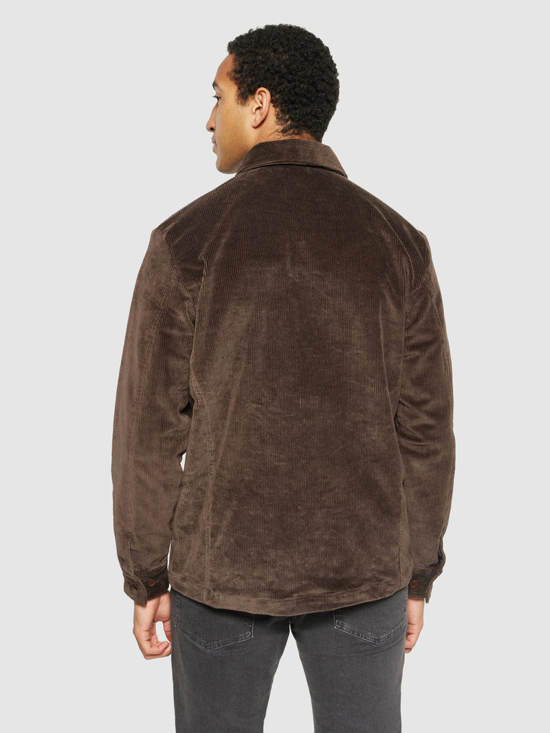 KnowledgeCotton Apparel - MEN Stretched 8-wales corduroy overshirt Overshirts 1243 Demitasse (brown)