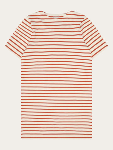 KnowledgeCotton Apparel - WMN Stripe t-shirt dress Dresses 8025 Red Stripe