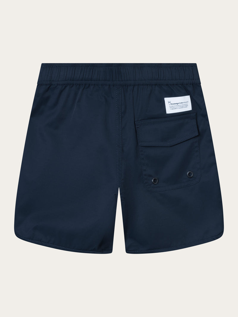 KnowledgeCotton Apparel - YOUNG Swim shorts with elastic waist and owl print Swimshorts 1001 Total Eclipse